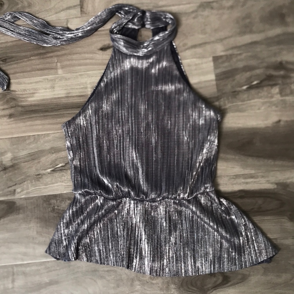 Astr High Neck Racerback Peplum Top